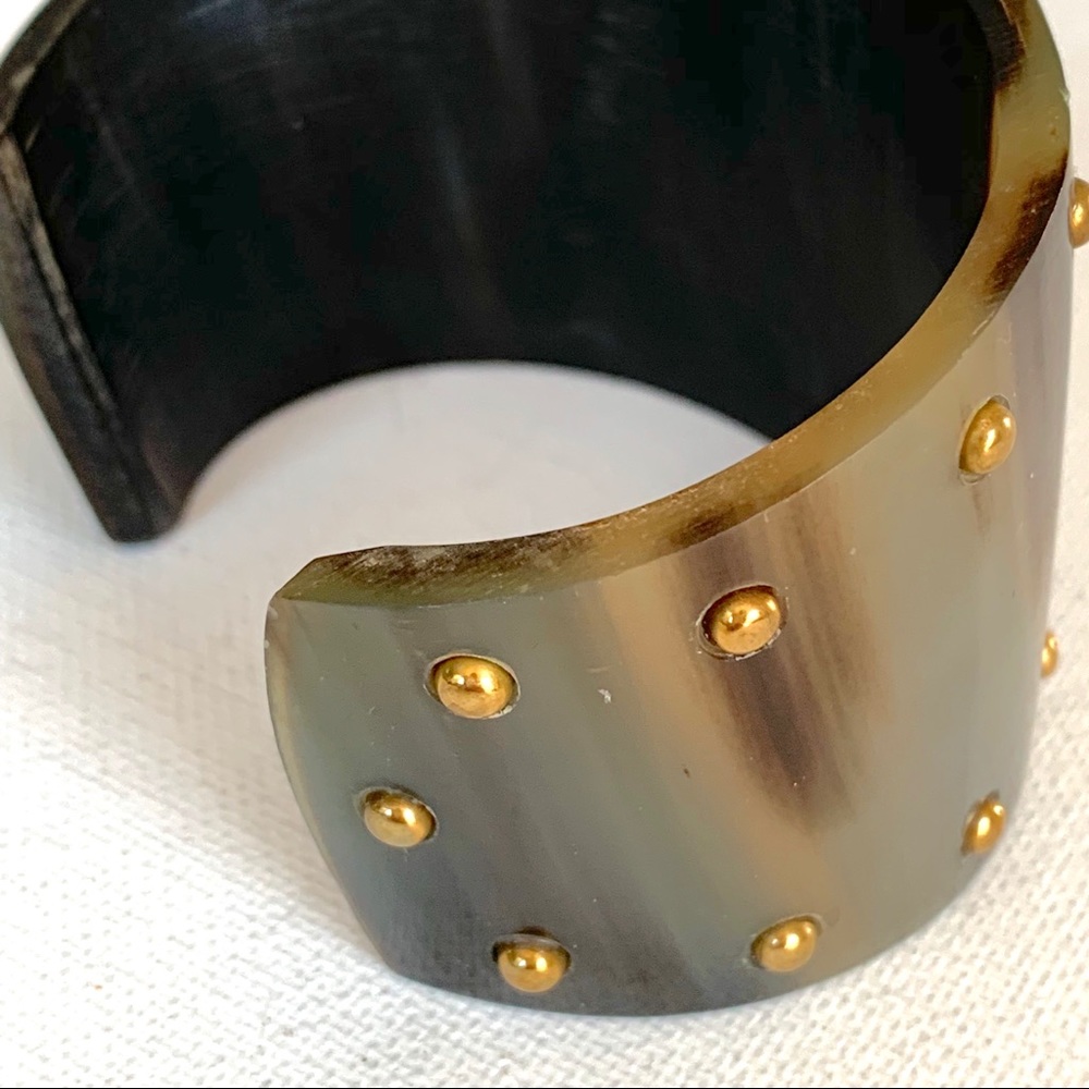 Studded Tortoise Shell Cuff - Picture 4 of 7